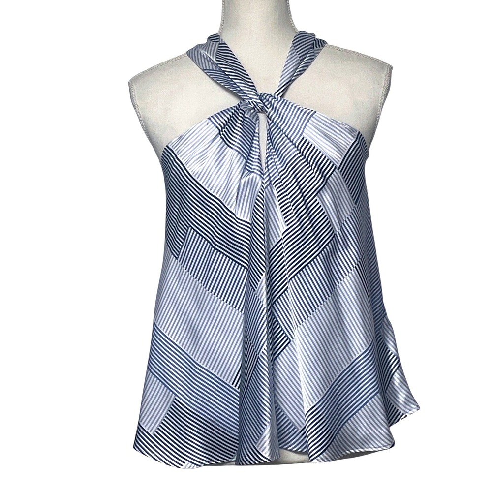 Banana Republic Silk Blue Hues Keyhole Halter Top Women's Medium NWT